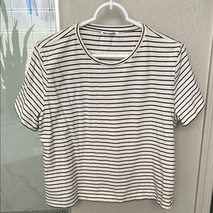Reformation Black and Ivory Striped Short Sleeve Tee EUC